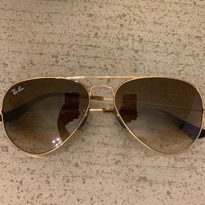 Ray-ban gold and brown aviator sunglasses